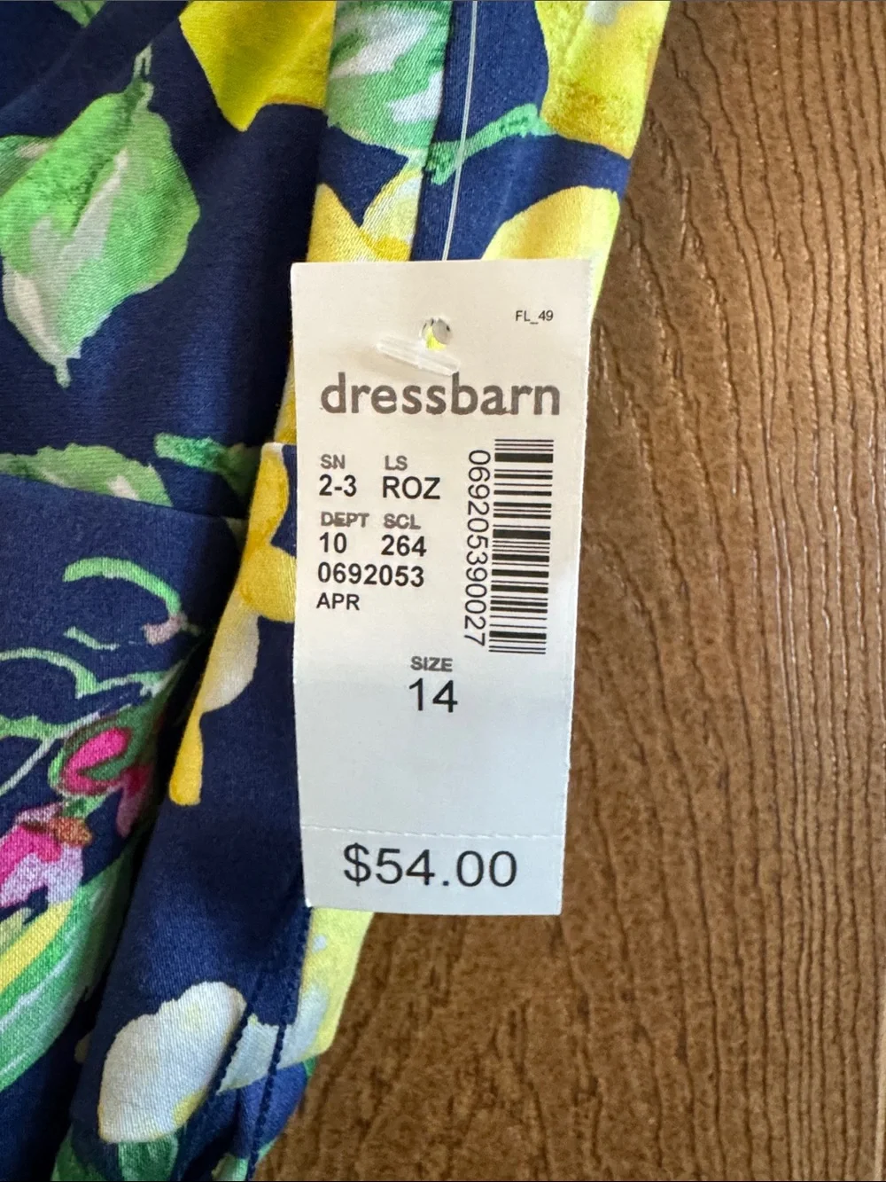 Women’s Roz & Ali Navy Lemon Floral Sleeveless Midi Dress Size 14 - Picture 3 of 5